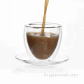 ถ้วยกาแฟแก้วผนังคู่ขนาดเล็ก